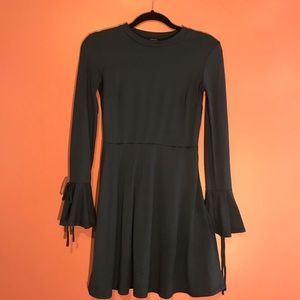 Navy Blue Long Sleeve Short Dress